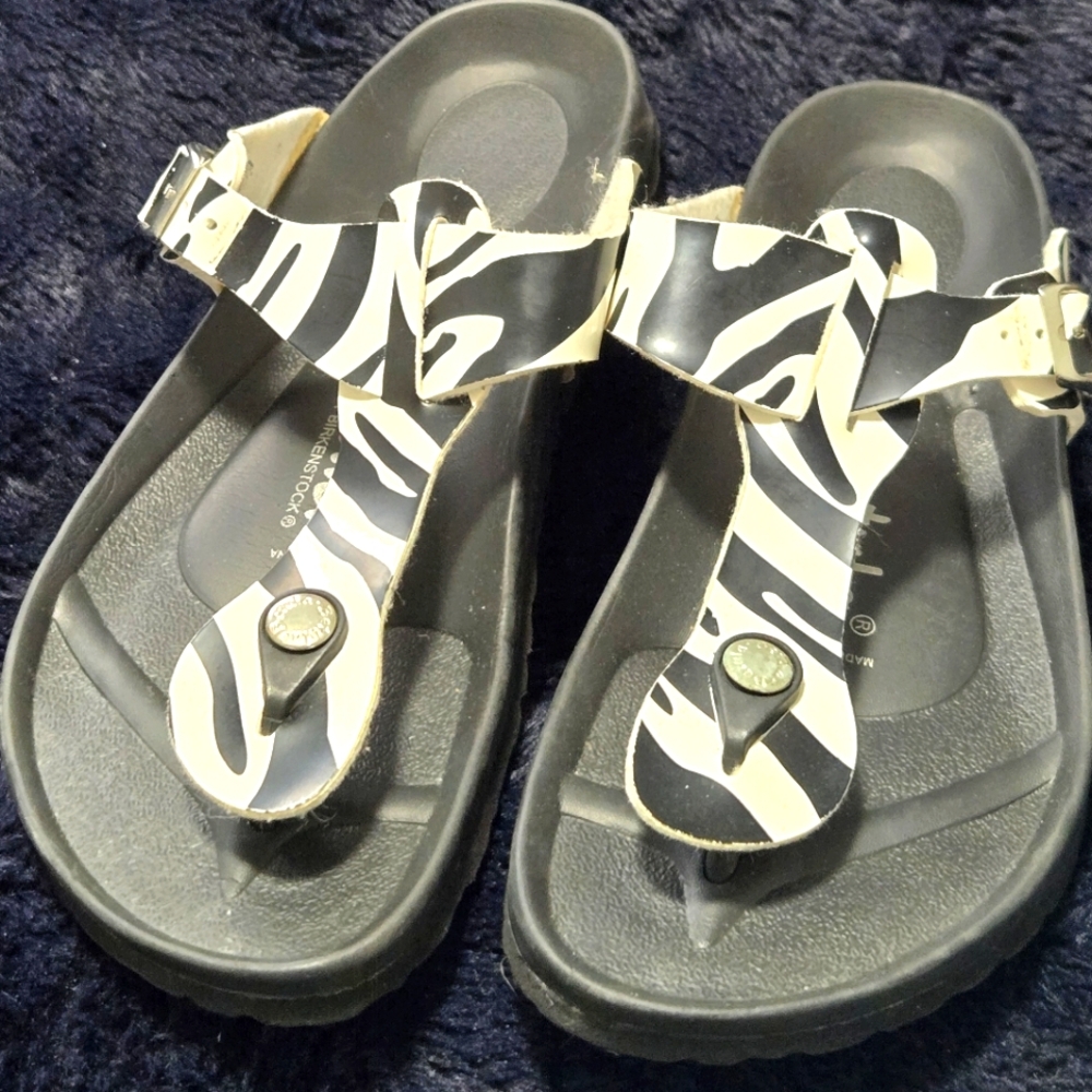 Betula Birkenstock Gizeh ZEBRA Print Sandals NWOT Women’s Size 39